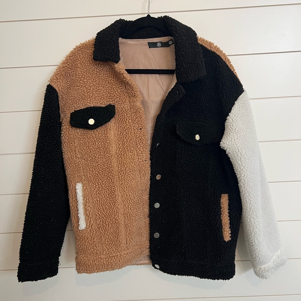 Missguided | Sherpa Varsity Jacket Sz 4